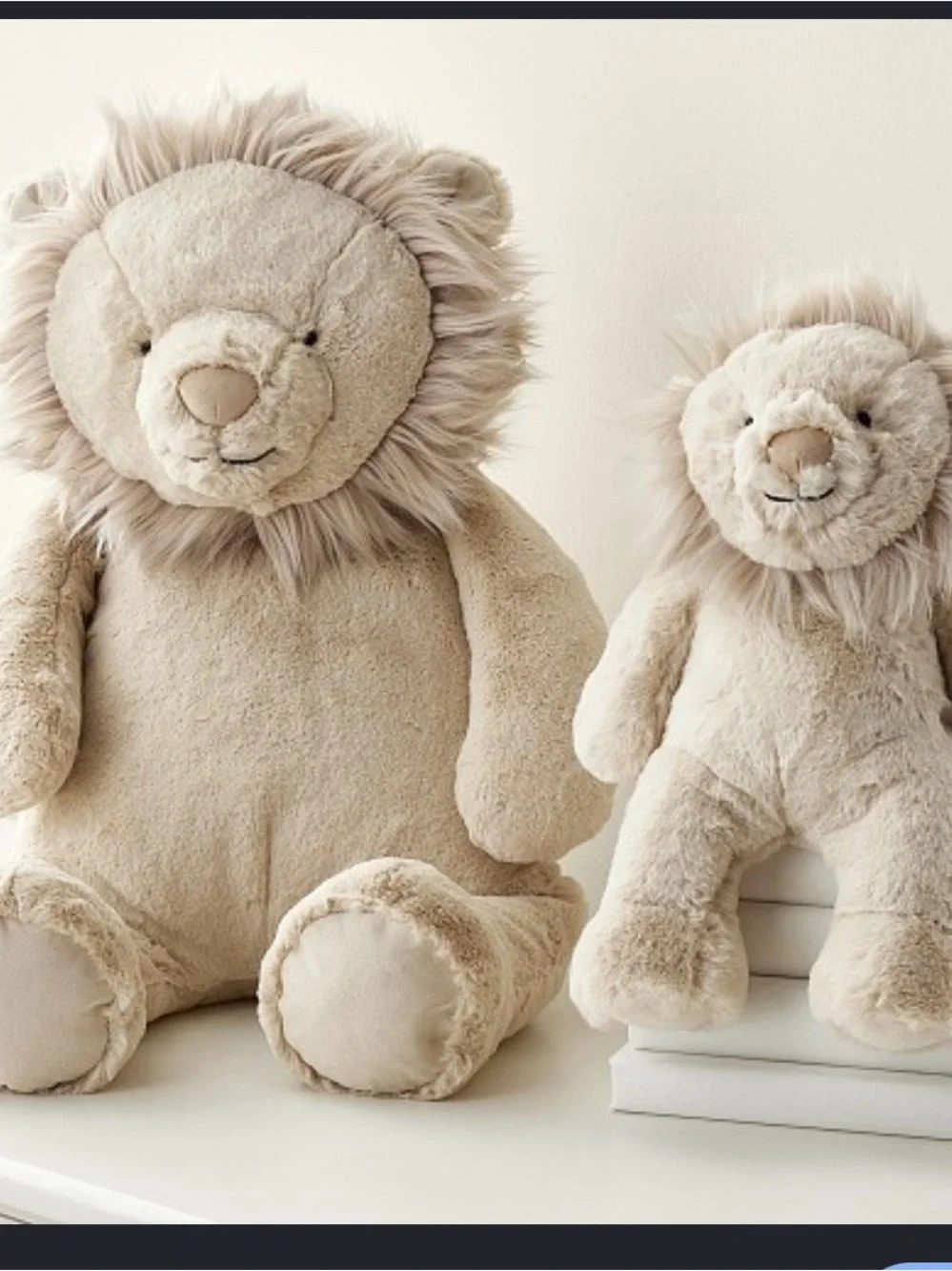 Pottery Barn Kids Cream Plush Lion with Fluffy Mane